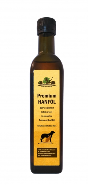 Gruber-Natur Premium Hanföl 100% kaltgepresstes 500 ml